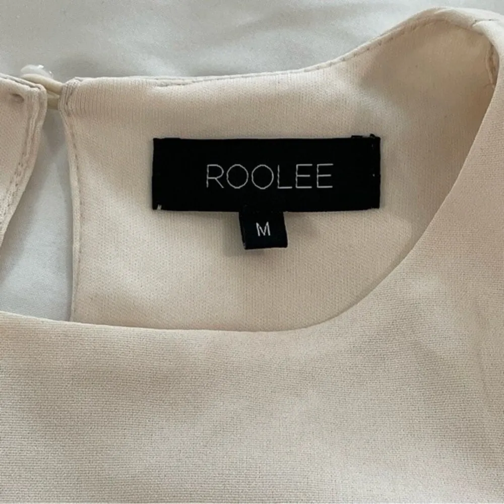 Roolee Ivory Dress Size MEDIUM with 3/4 Sleeves | Shirred Waist |Yoke Detail Top - Image 3