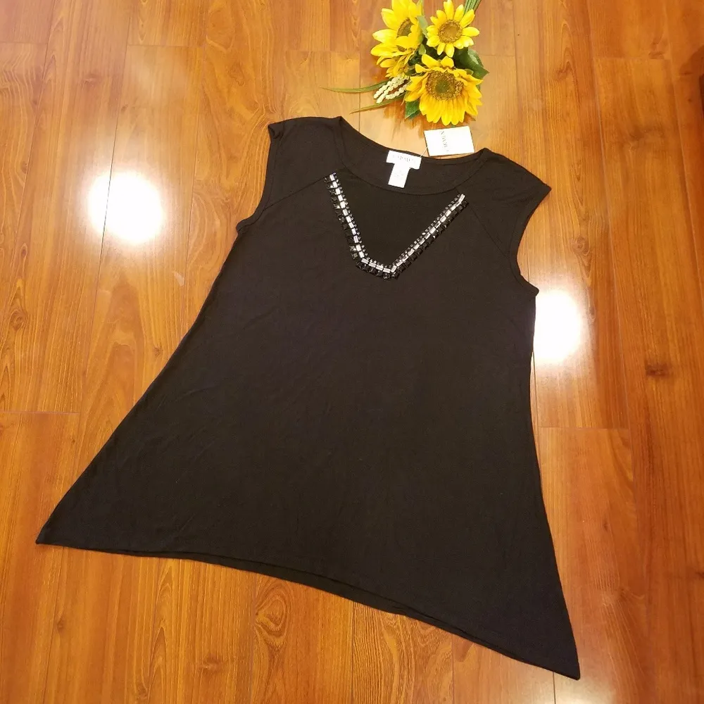 🛍 Black Peekaboo Vneck Top Sz Sm - Image 7