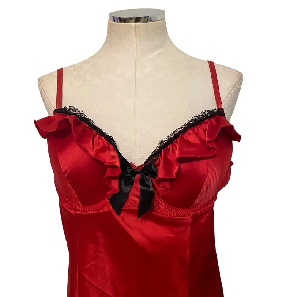 Flora’s Follies Red Satin Babydoll Sexy Lingerie Chemise Slip Plus Size 2X - Image 2