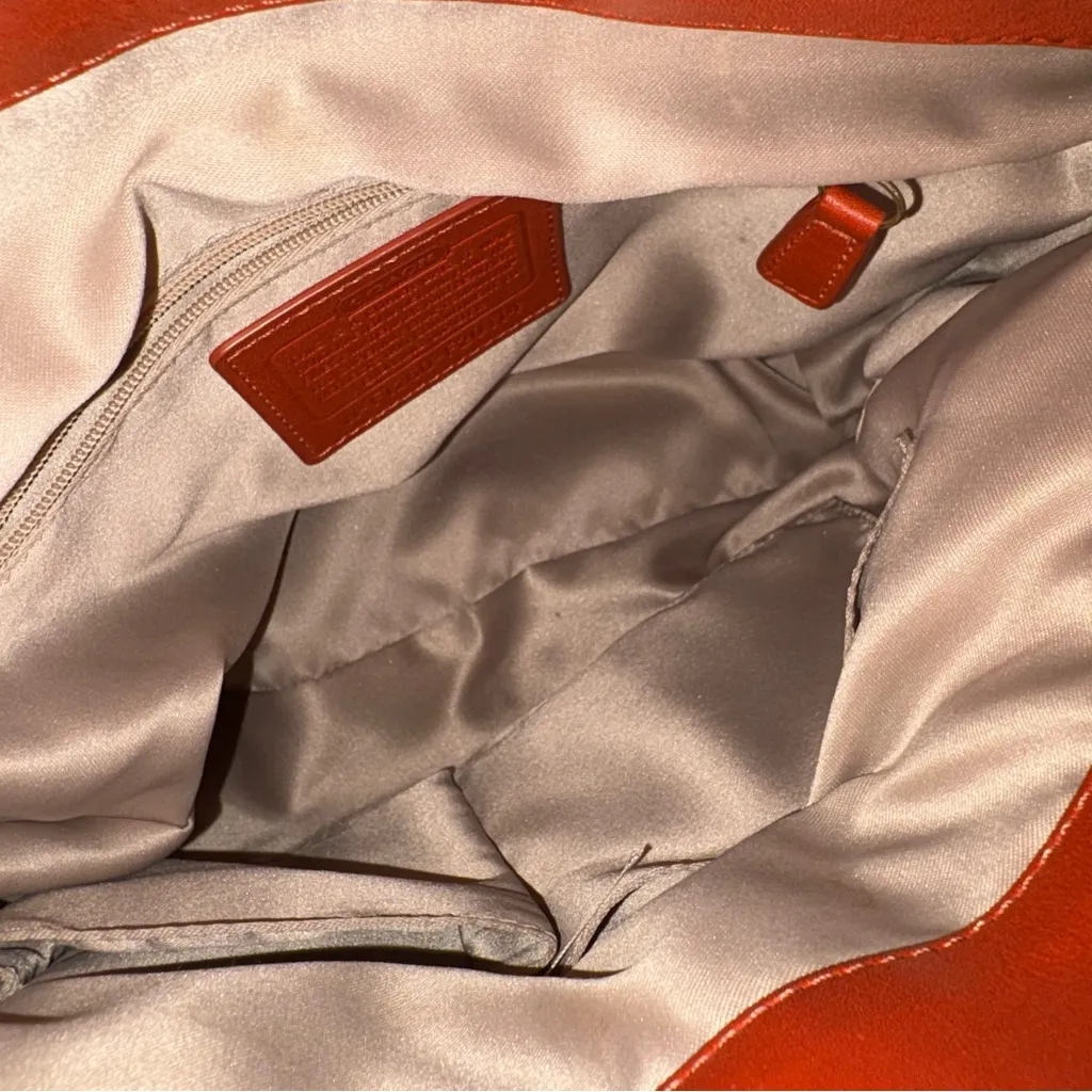 Coach Women's Rich Orange Leather Shoulder Bag - Image 7