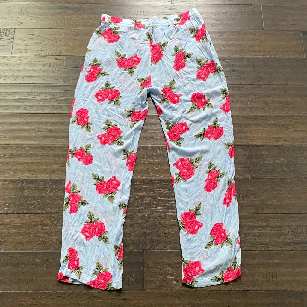 P.J. Salvage Floral Cover Up Pant Womens Sz Large Blue Pink Print - Image 6