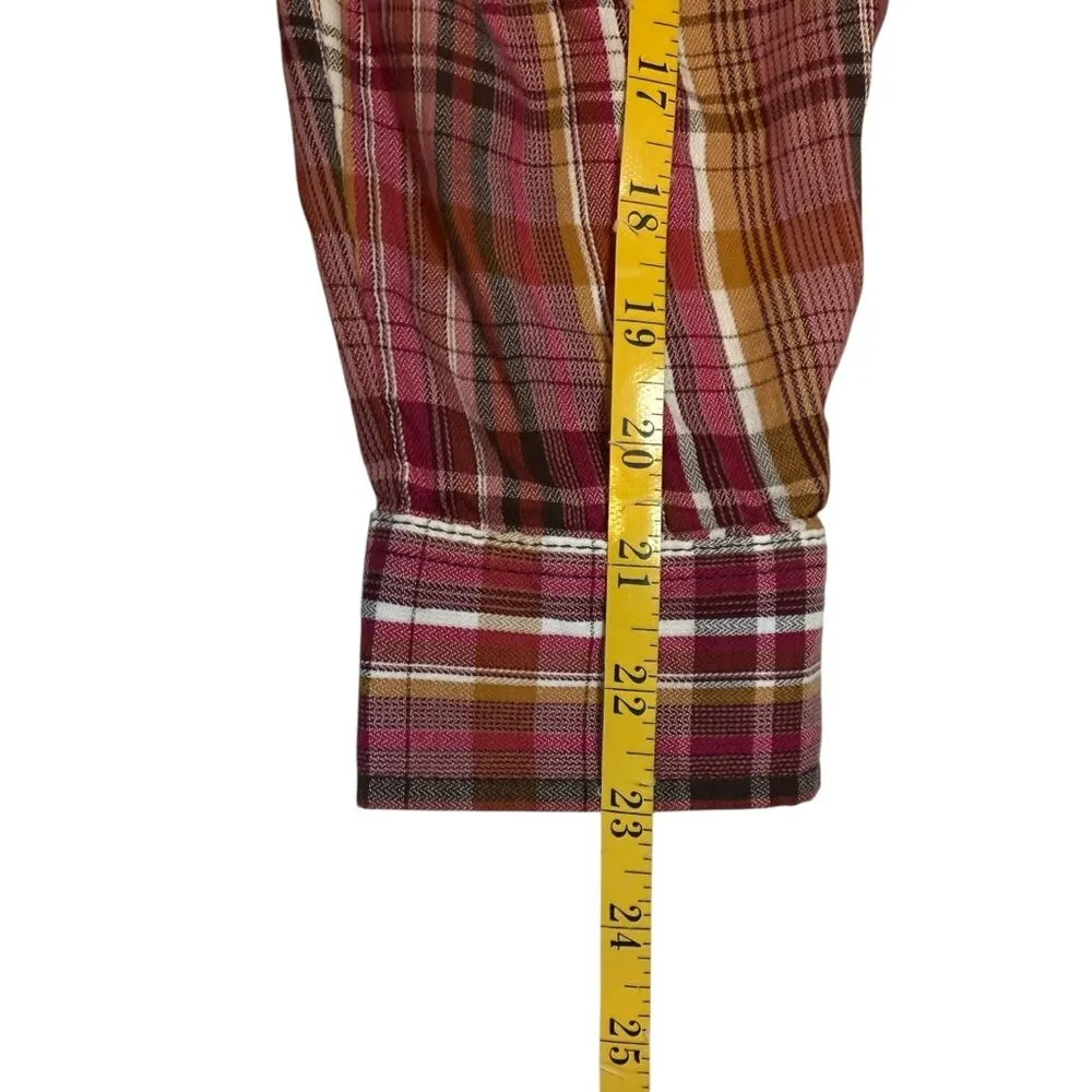 Mudd Juniors‎ Pink Grey Multicolor Tartan Plaid Button Up Hooded Flannel Medium - Image 7