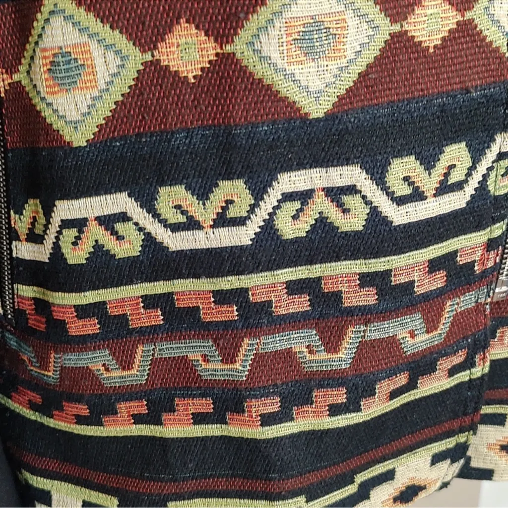 NWOT Zara Embroidered Aztec Tribal Moto Leather Trim Jacquard Jacket Size Medium - Image 14