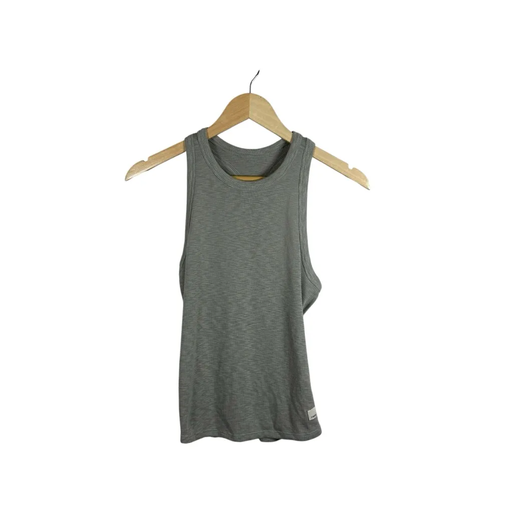 Vuori Women’s Sunrise High Neck Ribbed Tank in Dune Grey Size XS - Image 5