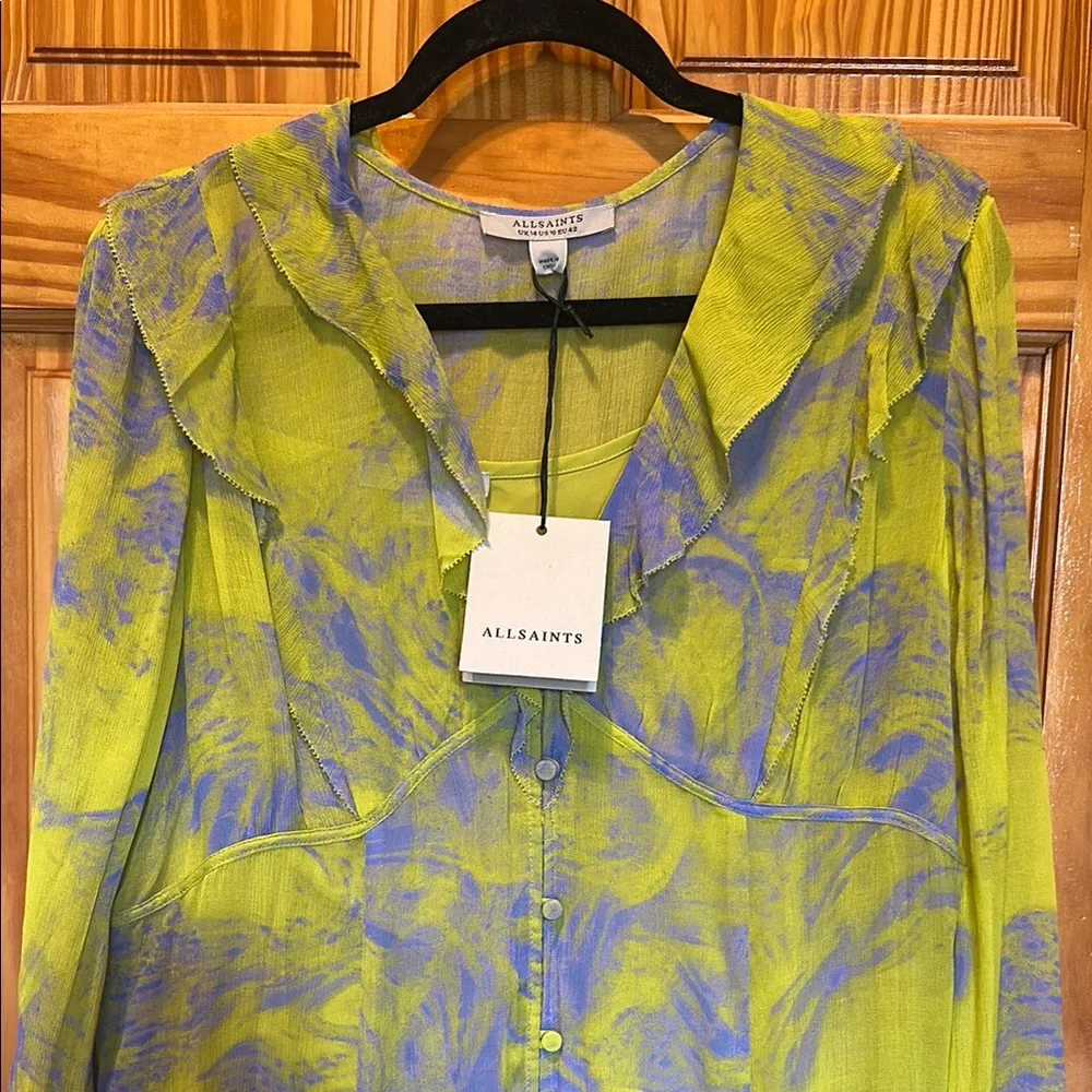 all saints  lini inspiral print dress US 10 NWT - Image 4