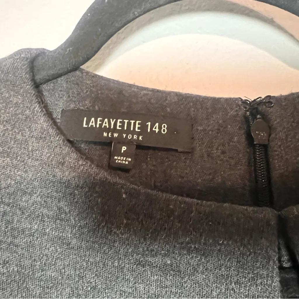 Lafayette 148 Dress Virgin Wool Charcoal Grey Gray Size P Small Flaws - Image 13