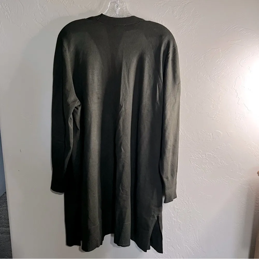 Chico’s Forest Green‎ Long Line Open Front Side Slits Cardigans - Image 5