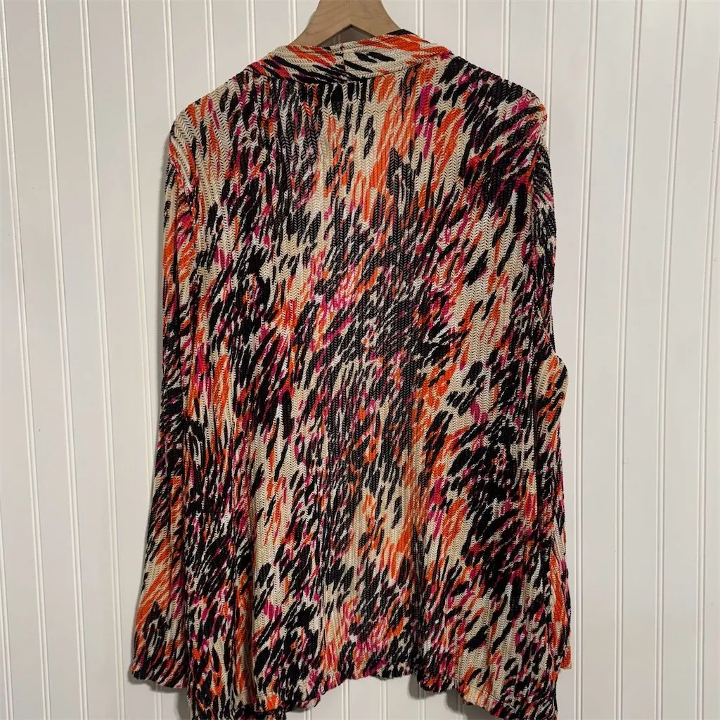 Maggie Barnes Duster 2X Abstract Animal Print Cardigan Sweater Orange Black Plus - Image 6