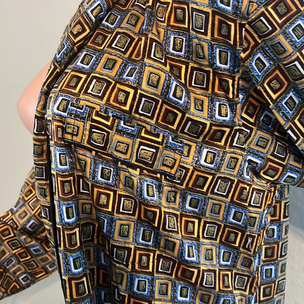 Neiman Marcus  INTIMO Sleep Dress 100% Silk Medium square pattern Long Gown #81 - Image 8