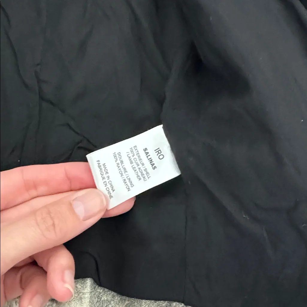 IRO “Salinas” 100% lamb leather camo printed moto biker jacket collared grey - Image 8