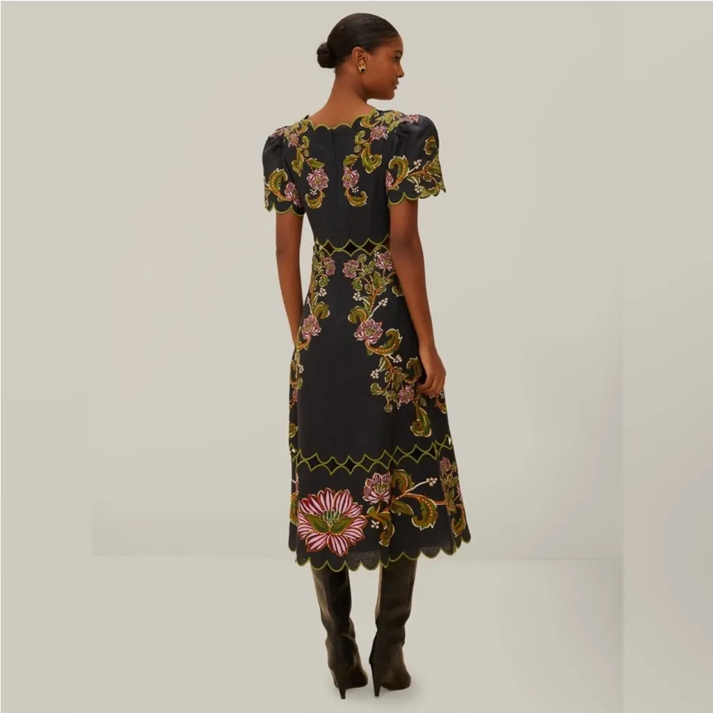 Farm Rio Black Ravenala Short Sleeve Maxi Dress XS - Image 11