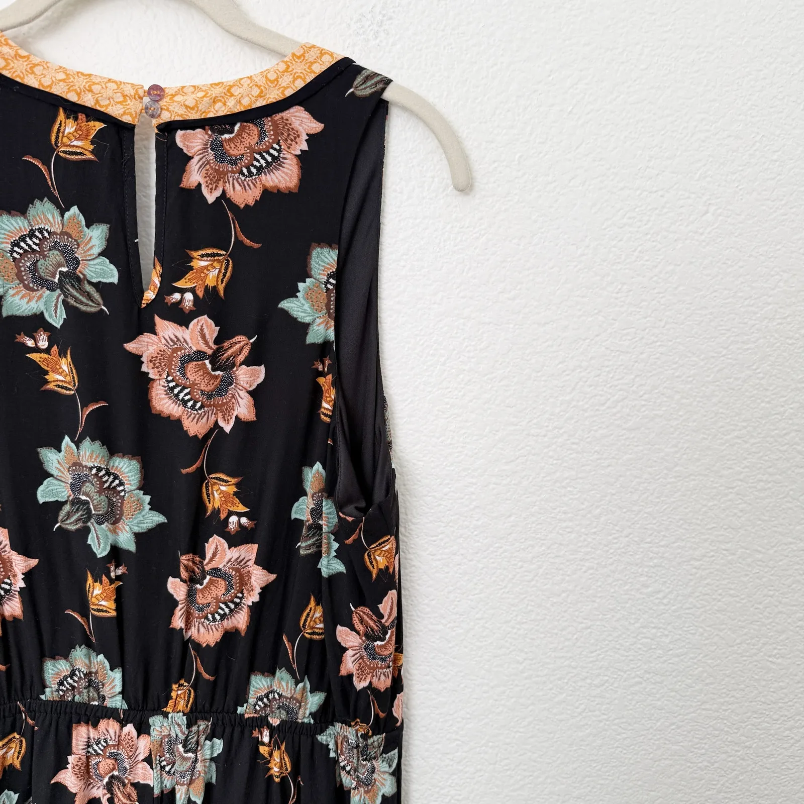 [Daniel Rainn] DR2 Black Floral Sleeveless V-Neck Wide Leg Jumpsuit Sz Medium M - Image 9