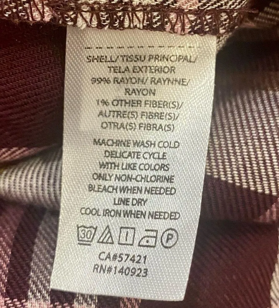 Shimmer Plaid Henley Popover Blouse Plum Size Small - Image 11