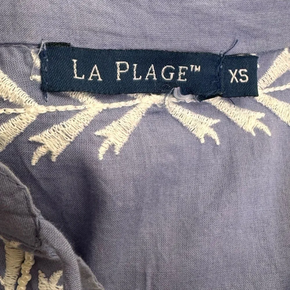La Plage Periwinkle Sleeveless Embroidered cotton sundress XS Blue - Image 6