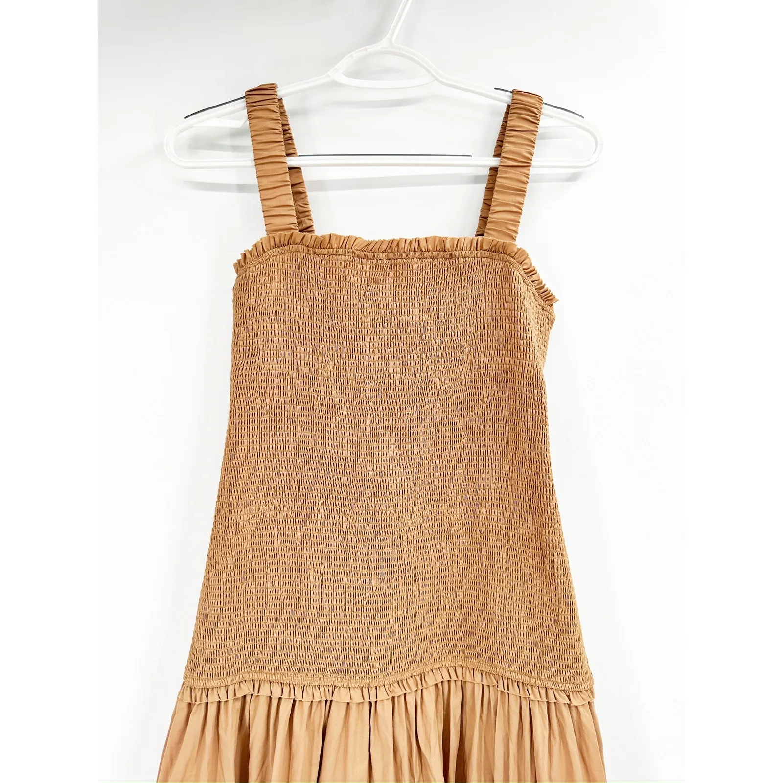 Cinq a Sept Rina Smocked Midi Dress in Sahara Tan 6 - Image 3