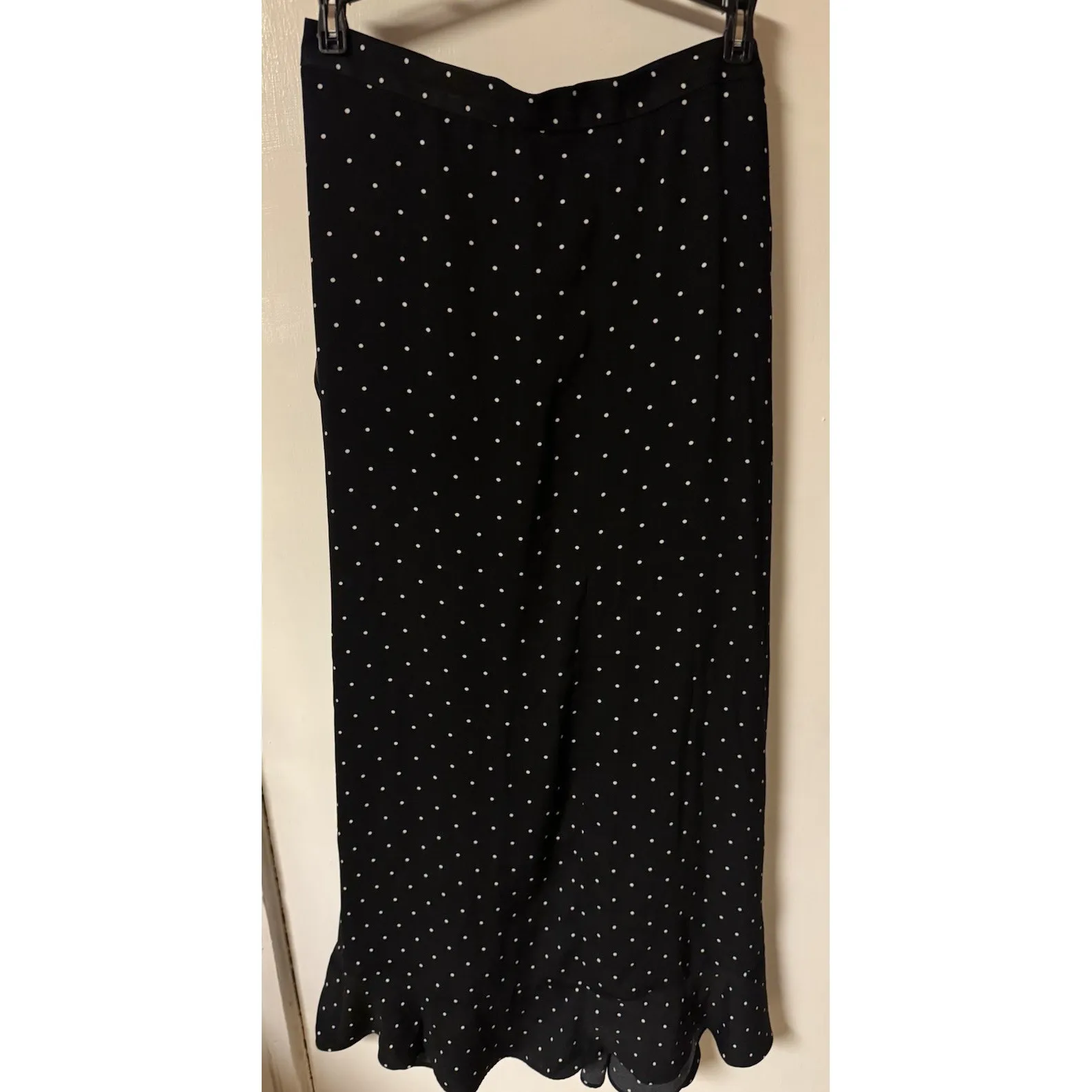 Adrienne Vittadini Women's Size Large Black With Polka Dots Wrap A/ruffle Skirt - Image 10