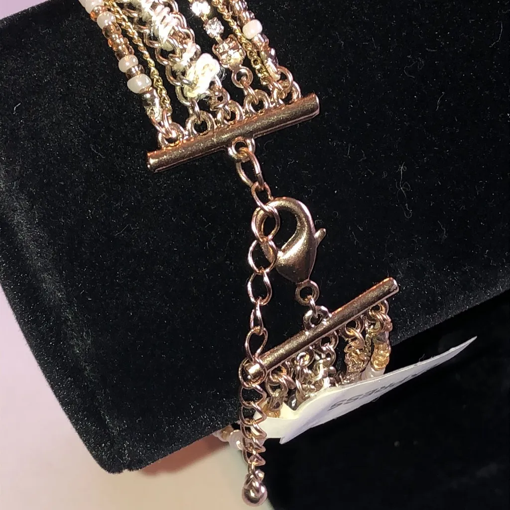 Express Gold Tone Multi Strand Beaded Boho Bracelet - Image 5