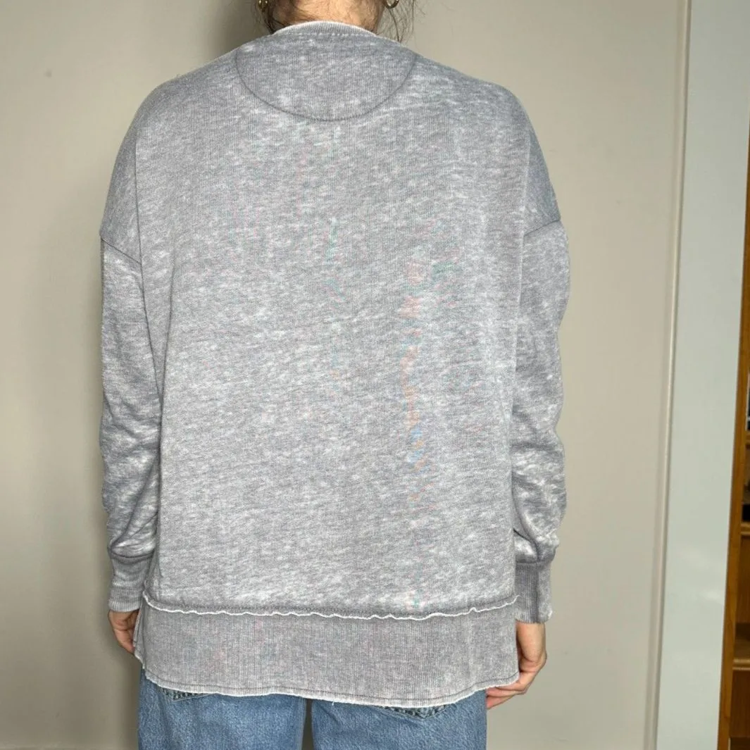 ROYCE Let's Go Girls Gray Distressed Oversized Sweatshirt Size Small - Image 2
