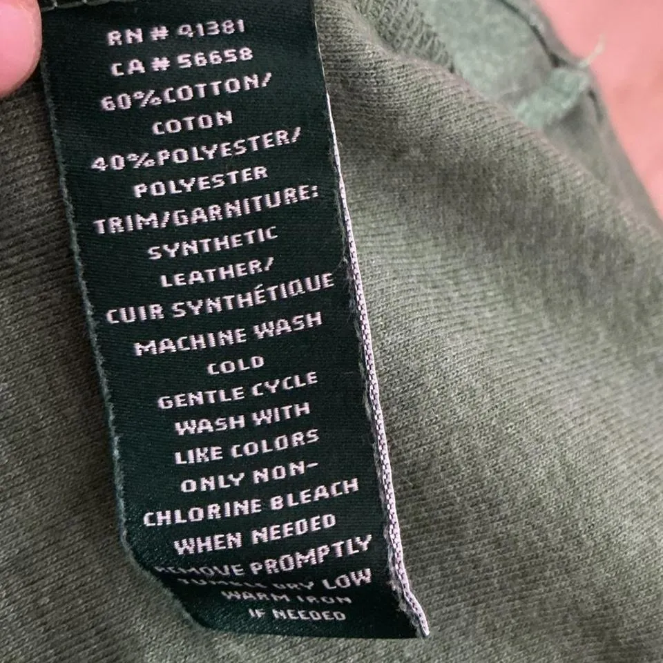 Lauren Ralph Lauren XL Green Henley Shirt Brown Shoulder Patches Roll Tab Sleeve - Image 5