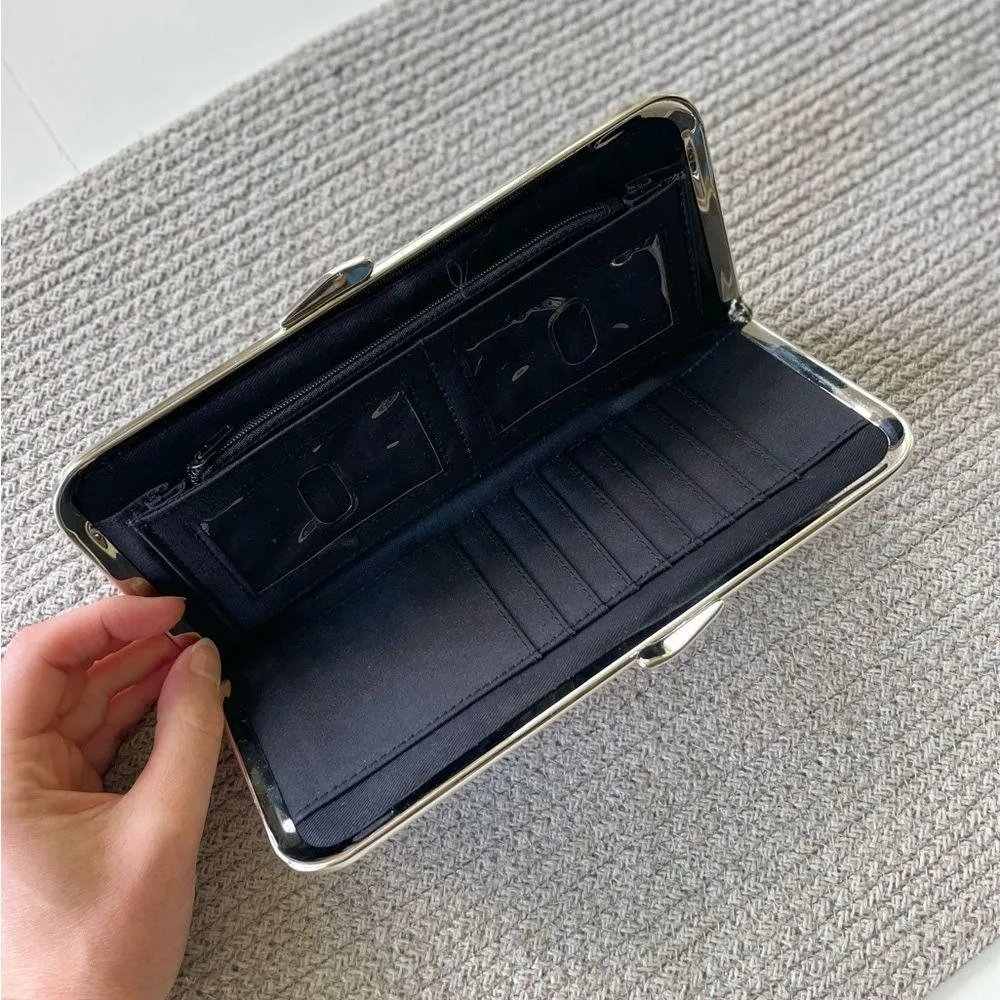 Emerald Green Patent Crocodile Snap Clutch Purse Wallet - Image 5