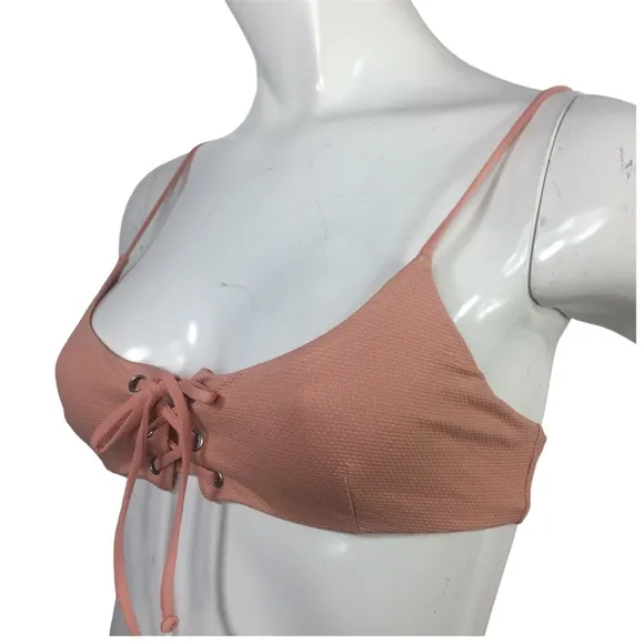 TAVIK Lace Up Bikini Top Reign Glossy Pique Desert Clay S - Image 3