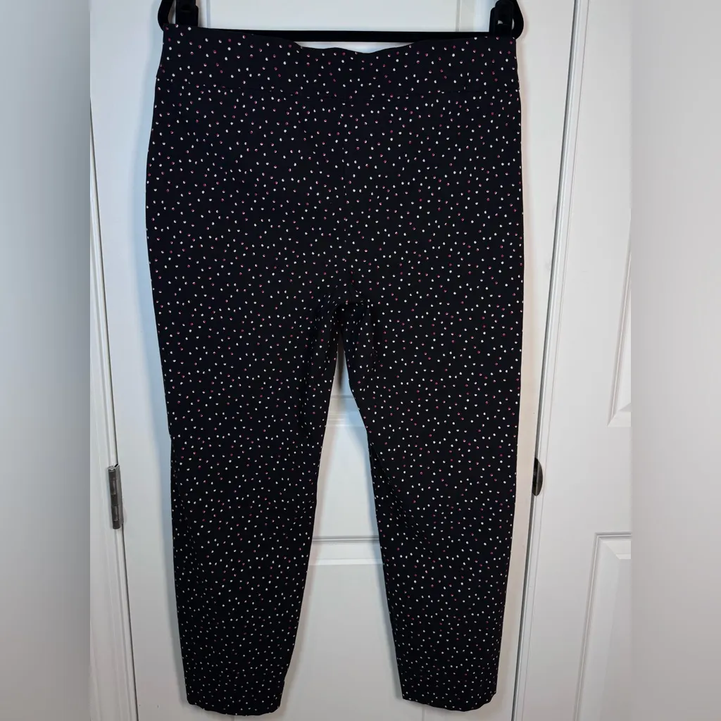 Catherine Malandrino Polka Dot Slim Ankle Pants Black Stretch Large Workwear - Image 4