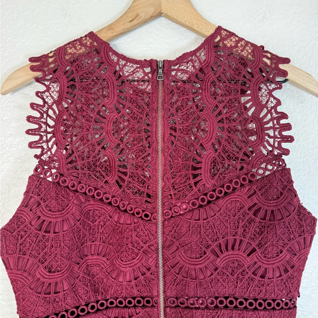 Bardot Mariano Lace Sheath Dress in Burgundy Wine Mulberry size US 10 Large - Image 15