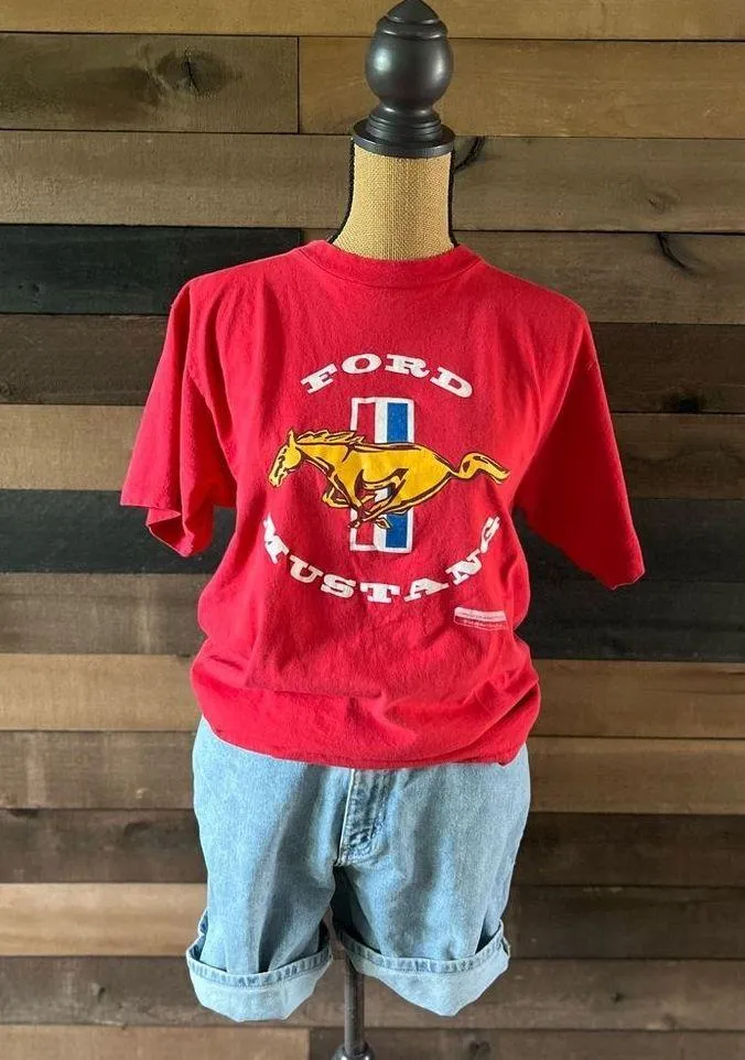 Vintage 90's Ford Mustang Red Short Sleeve T - Image 6