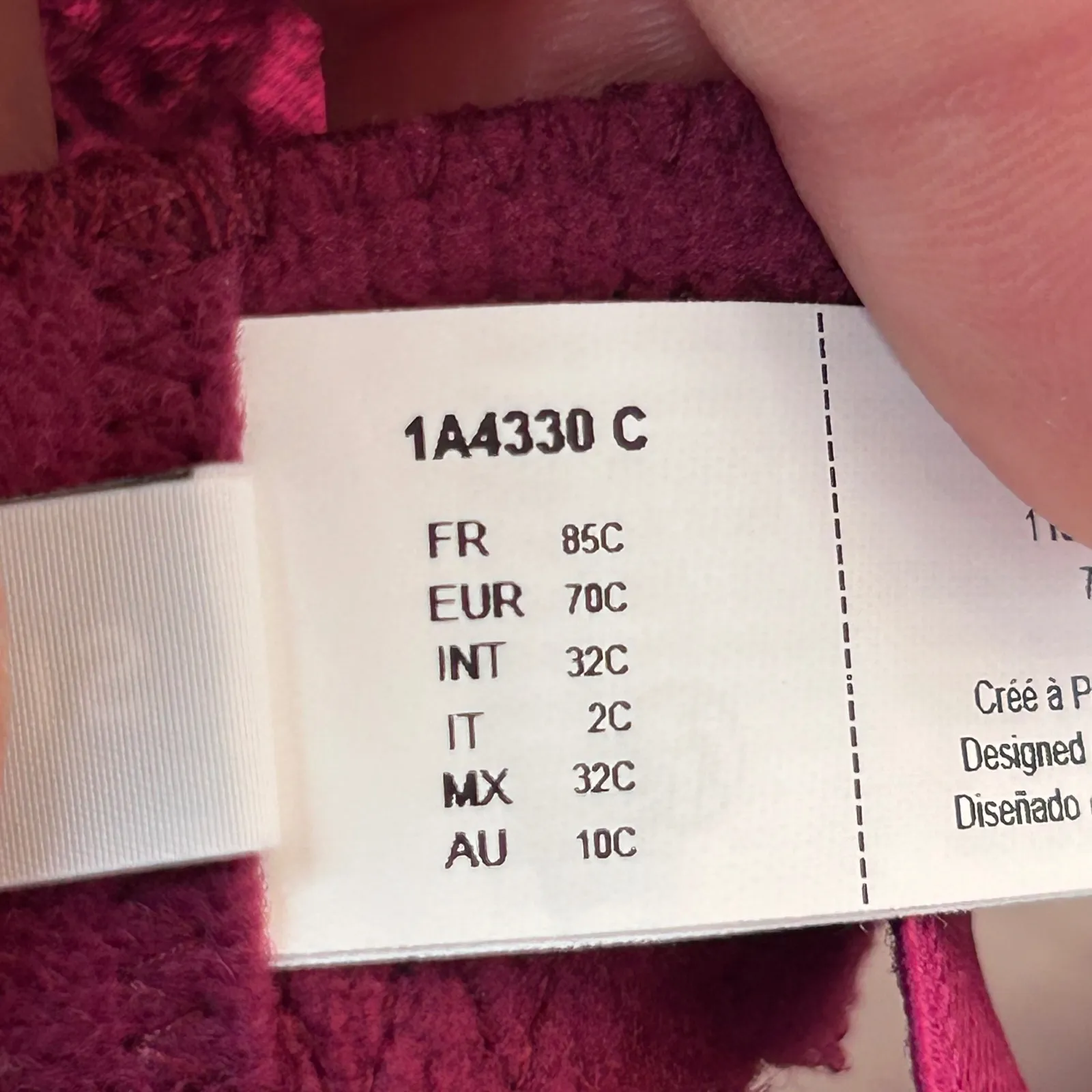 Simone Perele Burgundy Lace Demi Underwire Bra 32C Purple Size undefined - Image 7