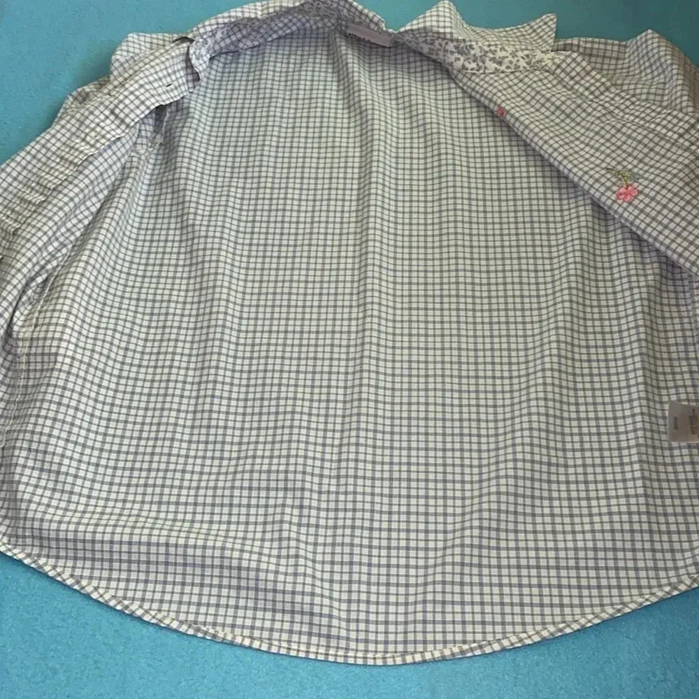 ALFRED DUNNER floral beaded embroidered textured checkered button down size 14 - Image 4