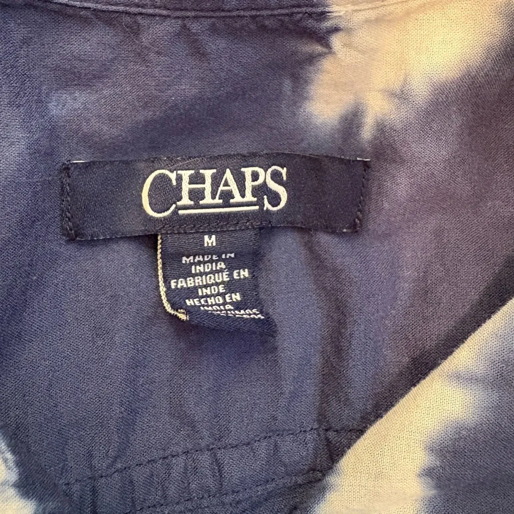 CHAPS Ralph Lauren Tie Dye Blouse Navy Button Up Long Sleeve Collared Size M - Image 4