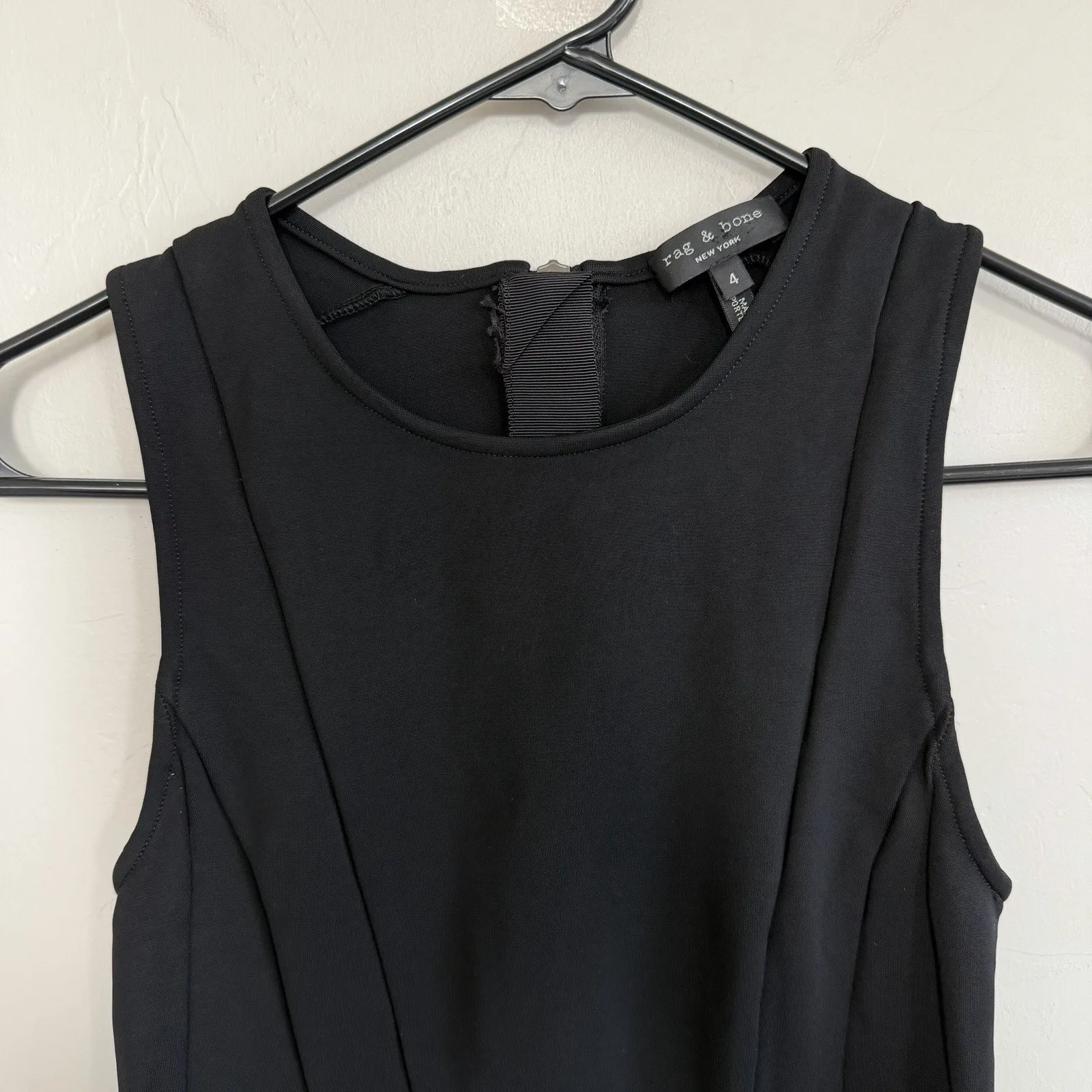 Rag & Bone Black Taryn Dress Size 4 Sleeveless MIDI Office Siren LBD - Image 4