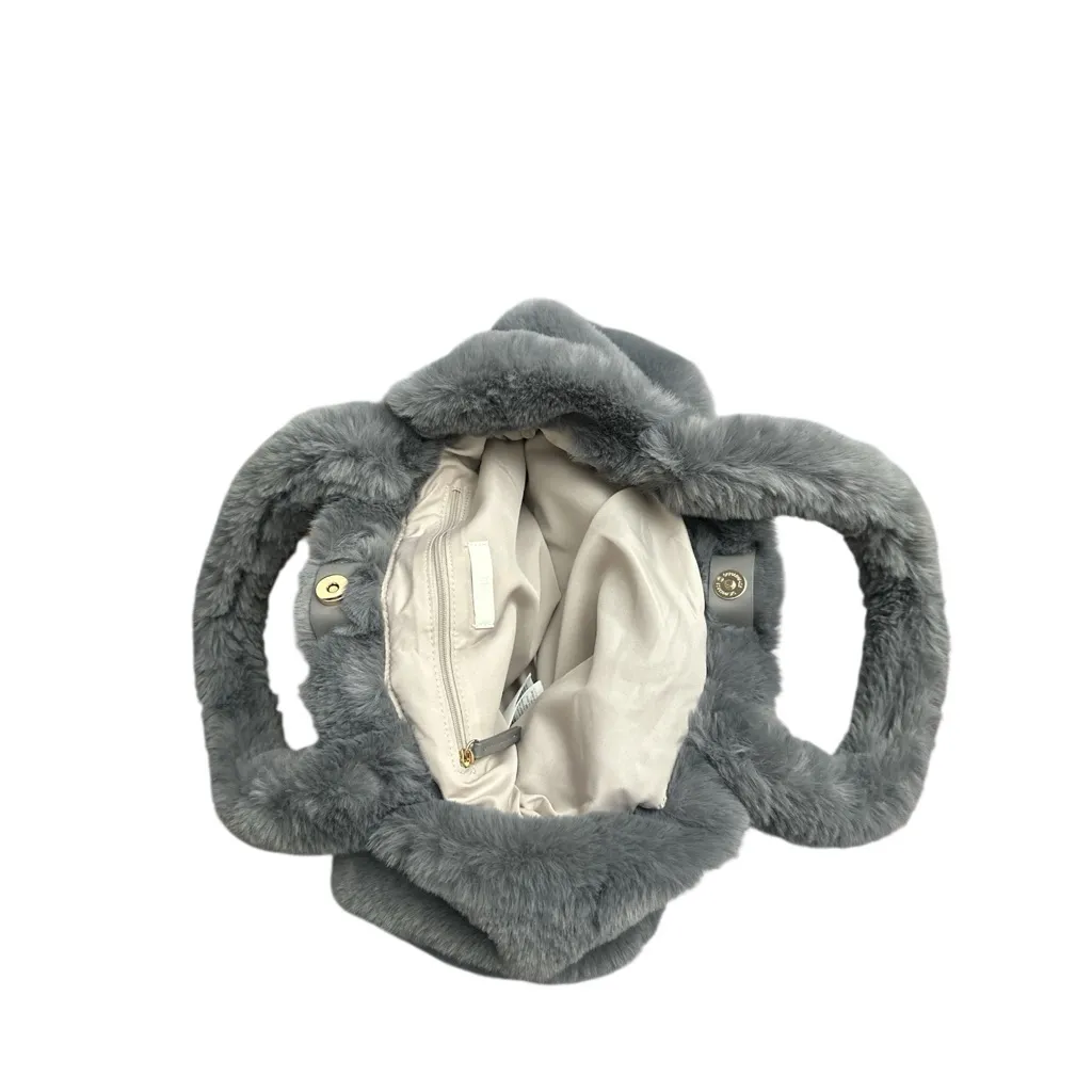 H&M Fluffy Shopper Bag Tote Gray EUC - Image 3