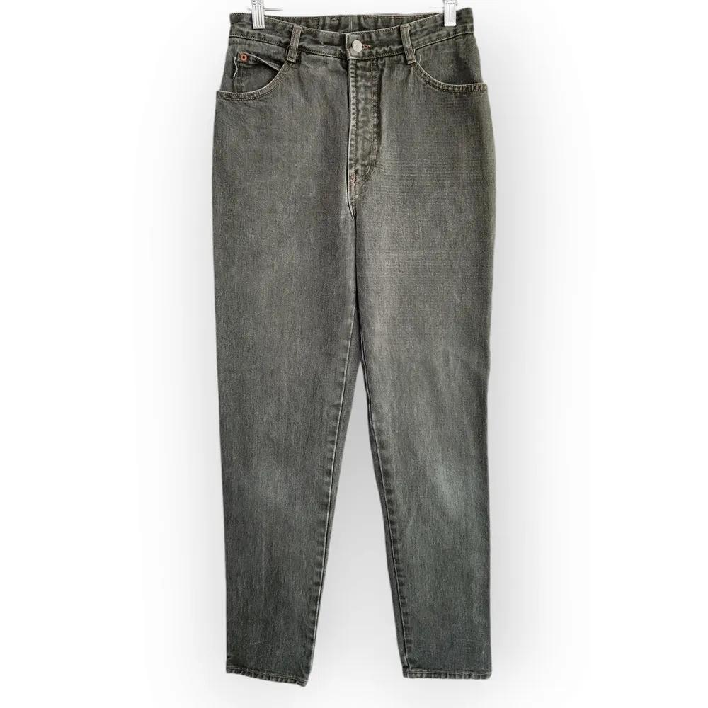 Vintage 80s Bongo High Waisted Army Green Tapered Leg Jeans 27 - Image 10