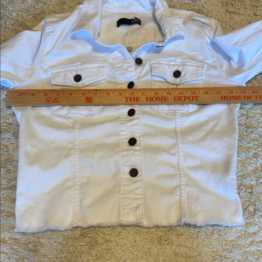 Kut From The Kloth Women's White Denim Jacket, Size Large - Image 6