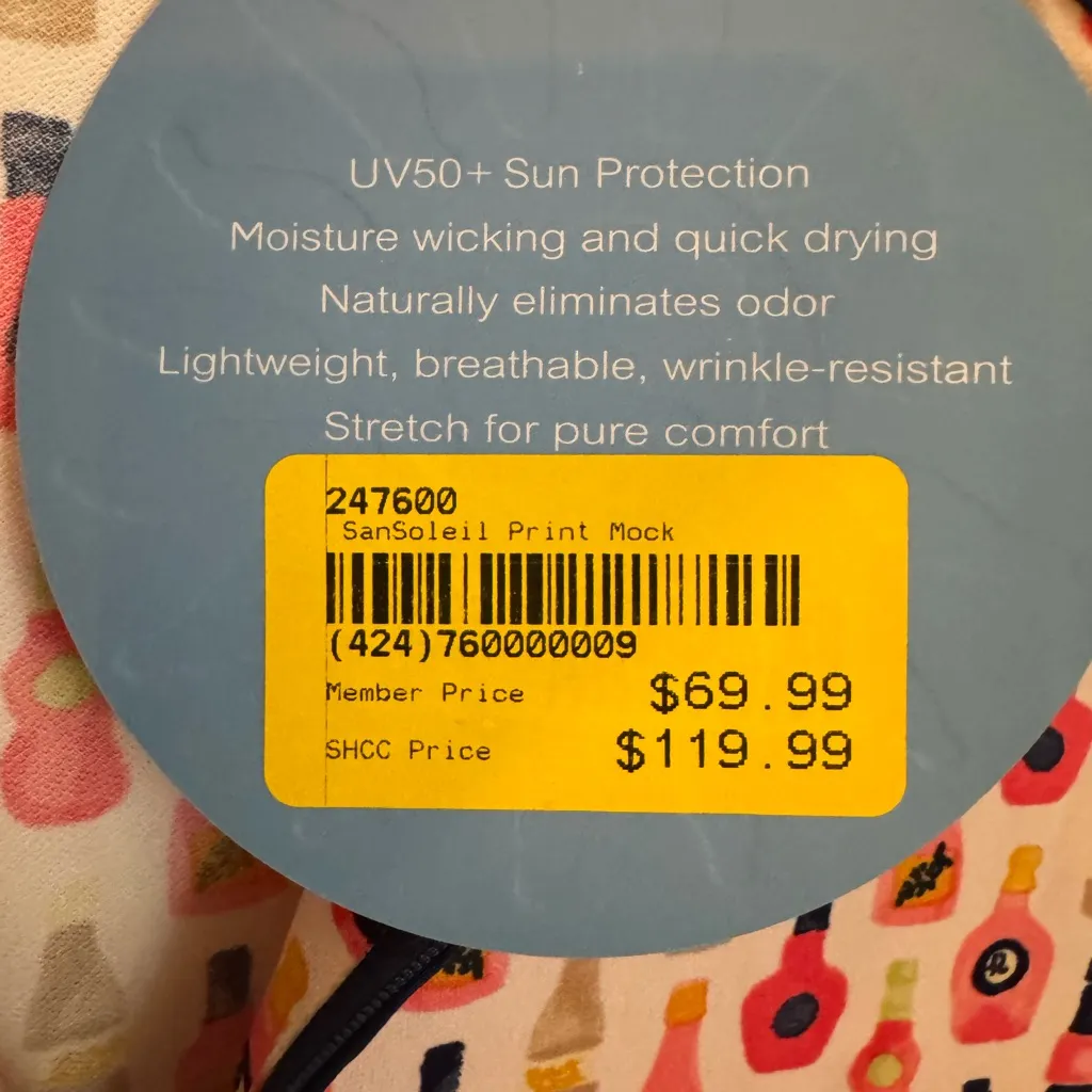 NWT SanSoleil Vineyard Wine Bottle Print Solcool 1/4 Zip Pullover Top White Size M - Image 8