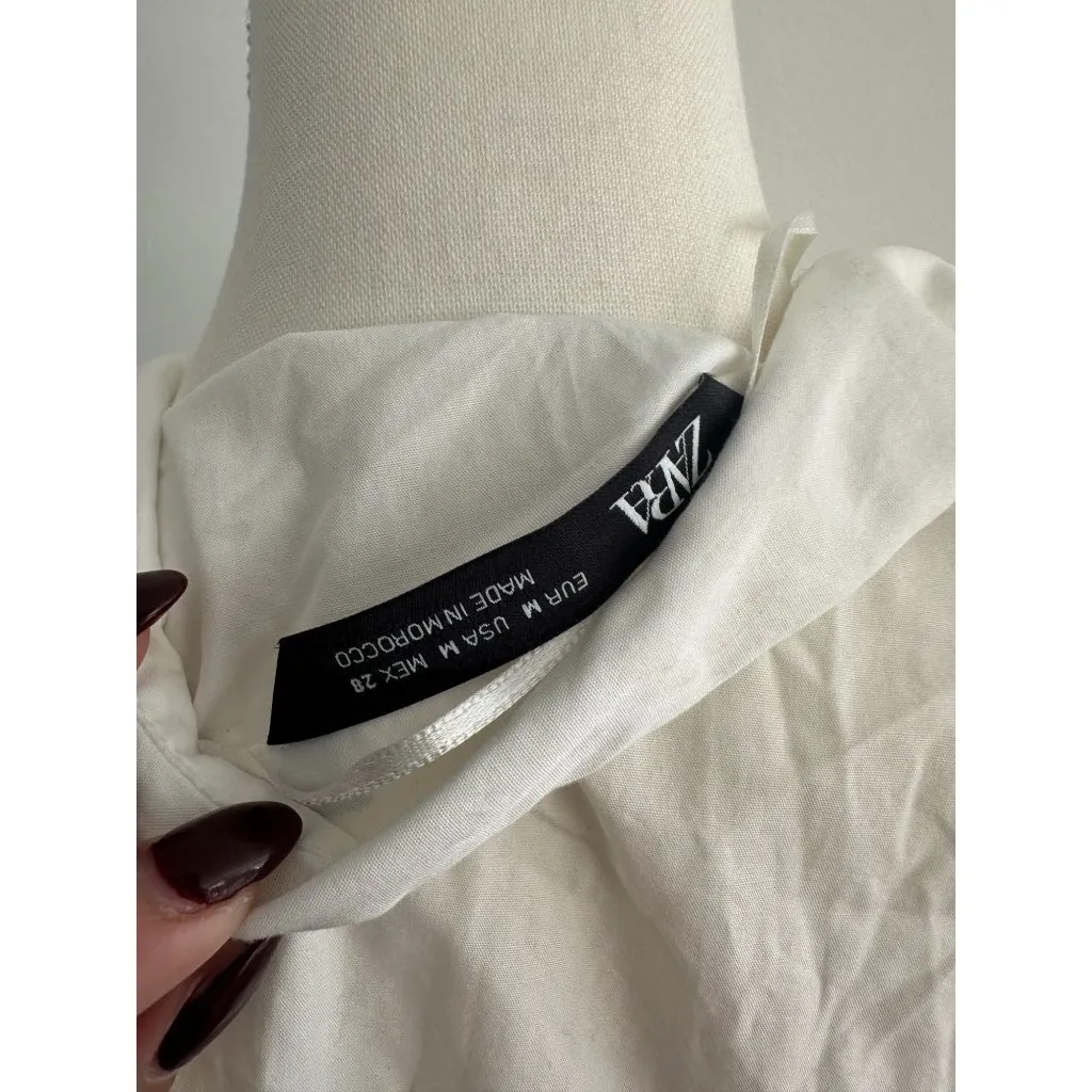 ZARA White Shirt Sun Collared Dress Size Medium - Image 8