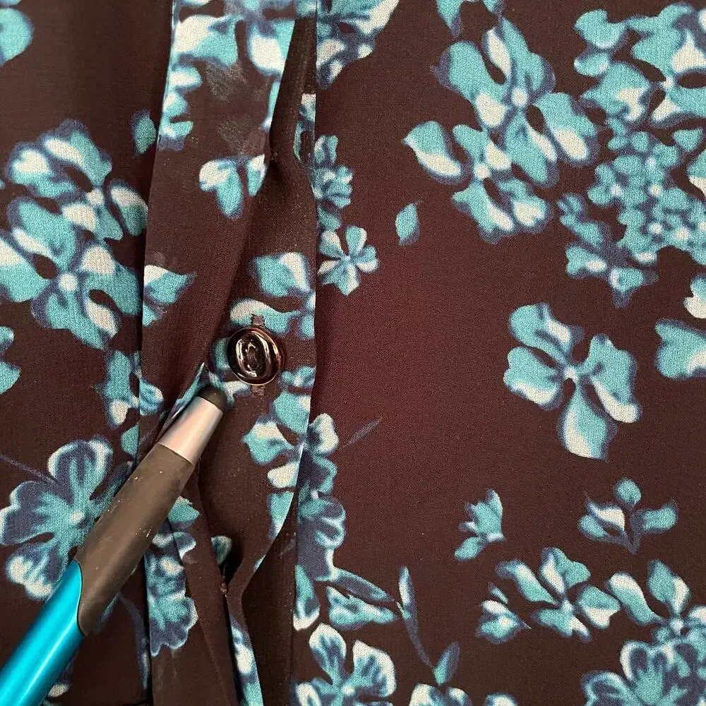 Saloni Izzie Dress Maxi Silk Chiffon Floral Print Semi Sheer Long Sleeve Size 2 Black - Image 5