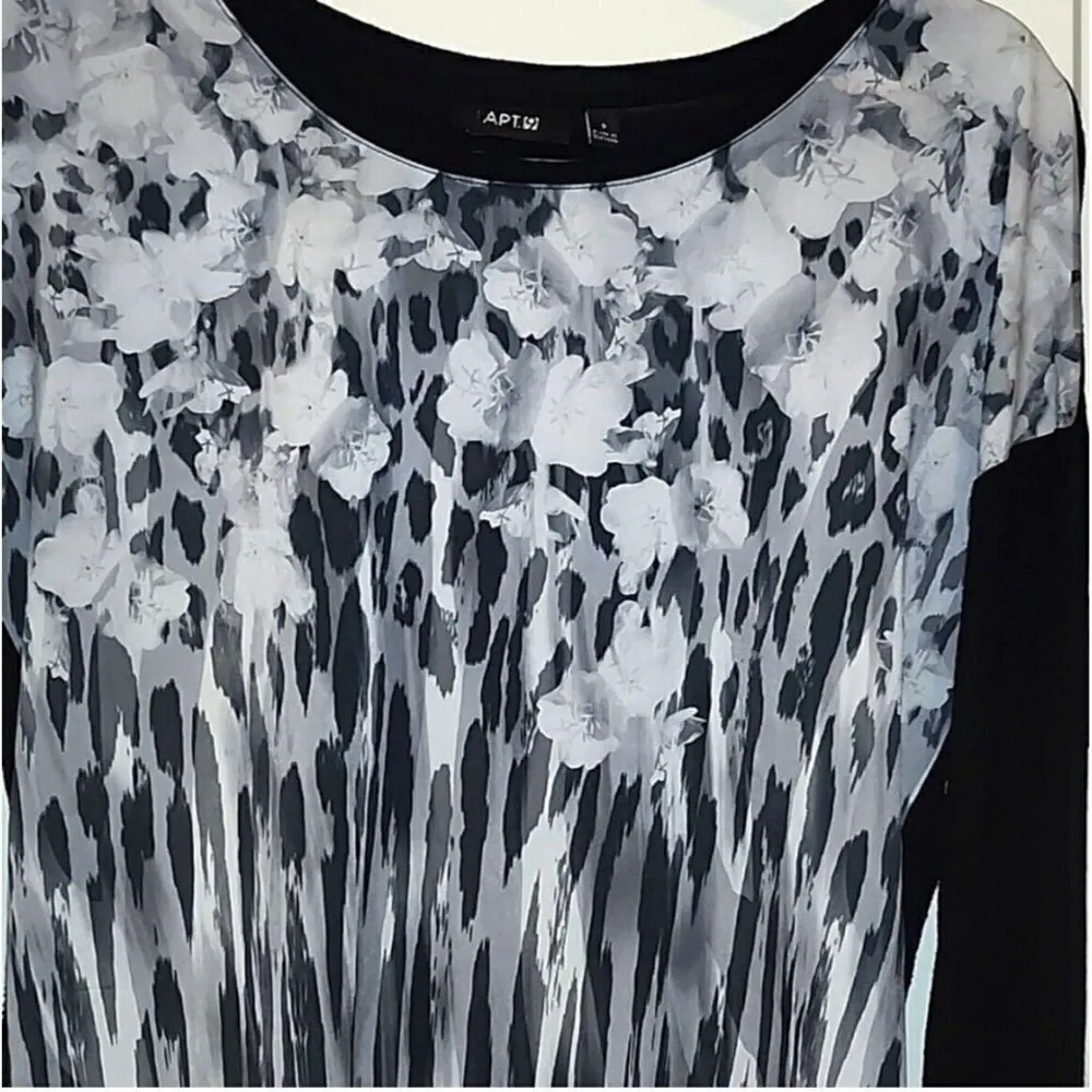 Apt 9 Floral Top Size XSMALL Long Sleeve minimalist Marble  black White - Image 6