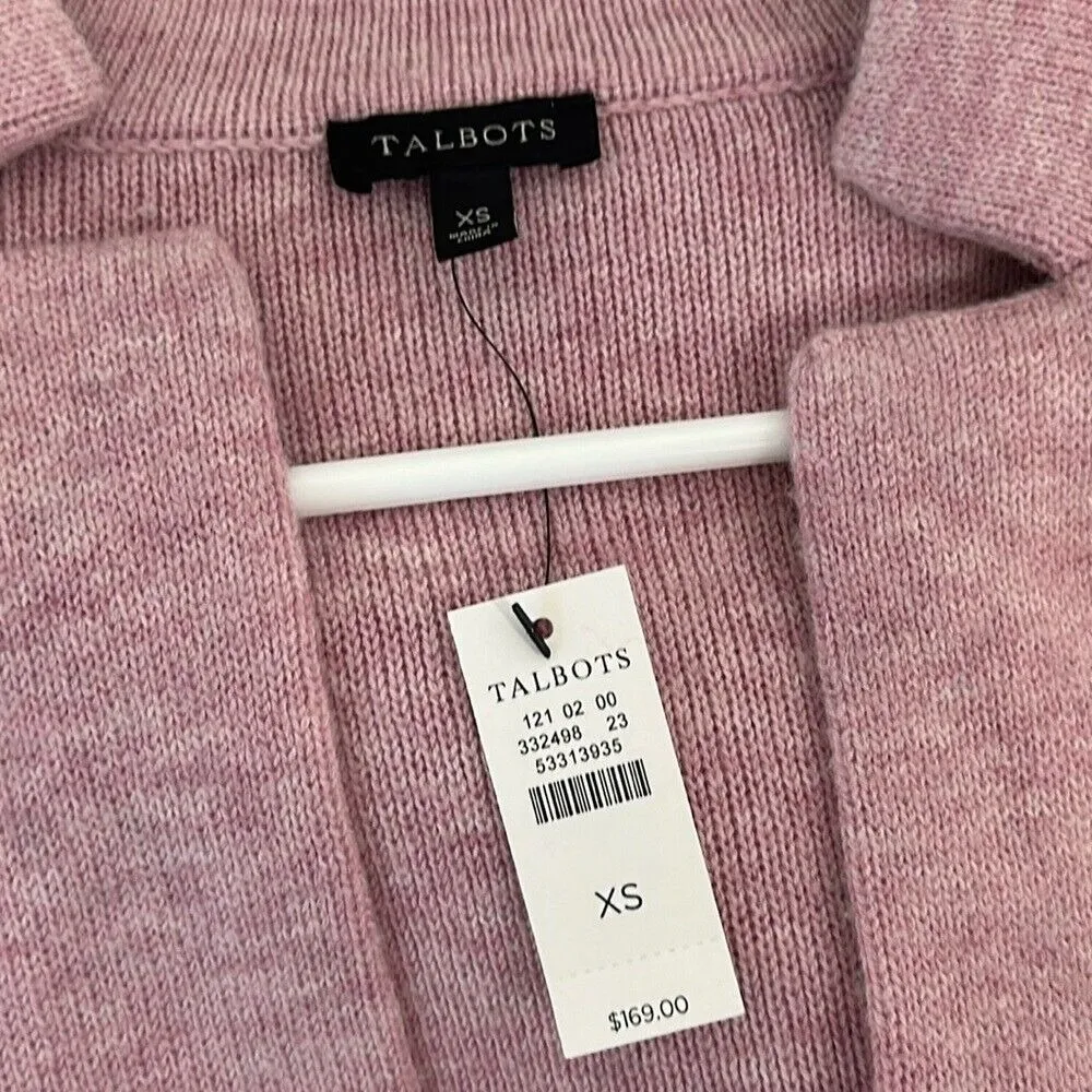 Talbots Womens Sweater XS Pink Knit‎ Blazer Button Lambs Wool Long Sleeve Career - Image 2