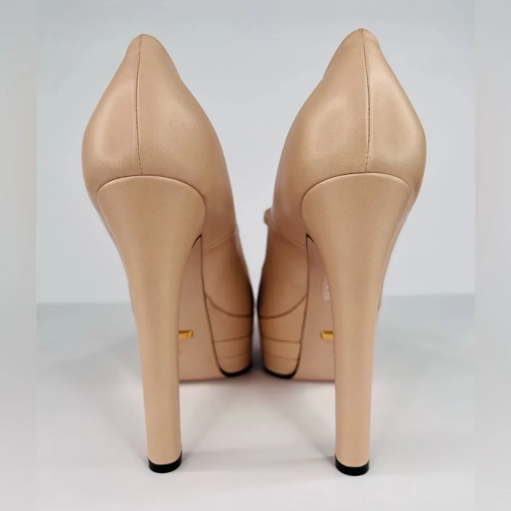 Gucci Plato Malaga Leather Platform Mary Jane Marmont Heel Pump Size EU 40 - Image 6