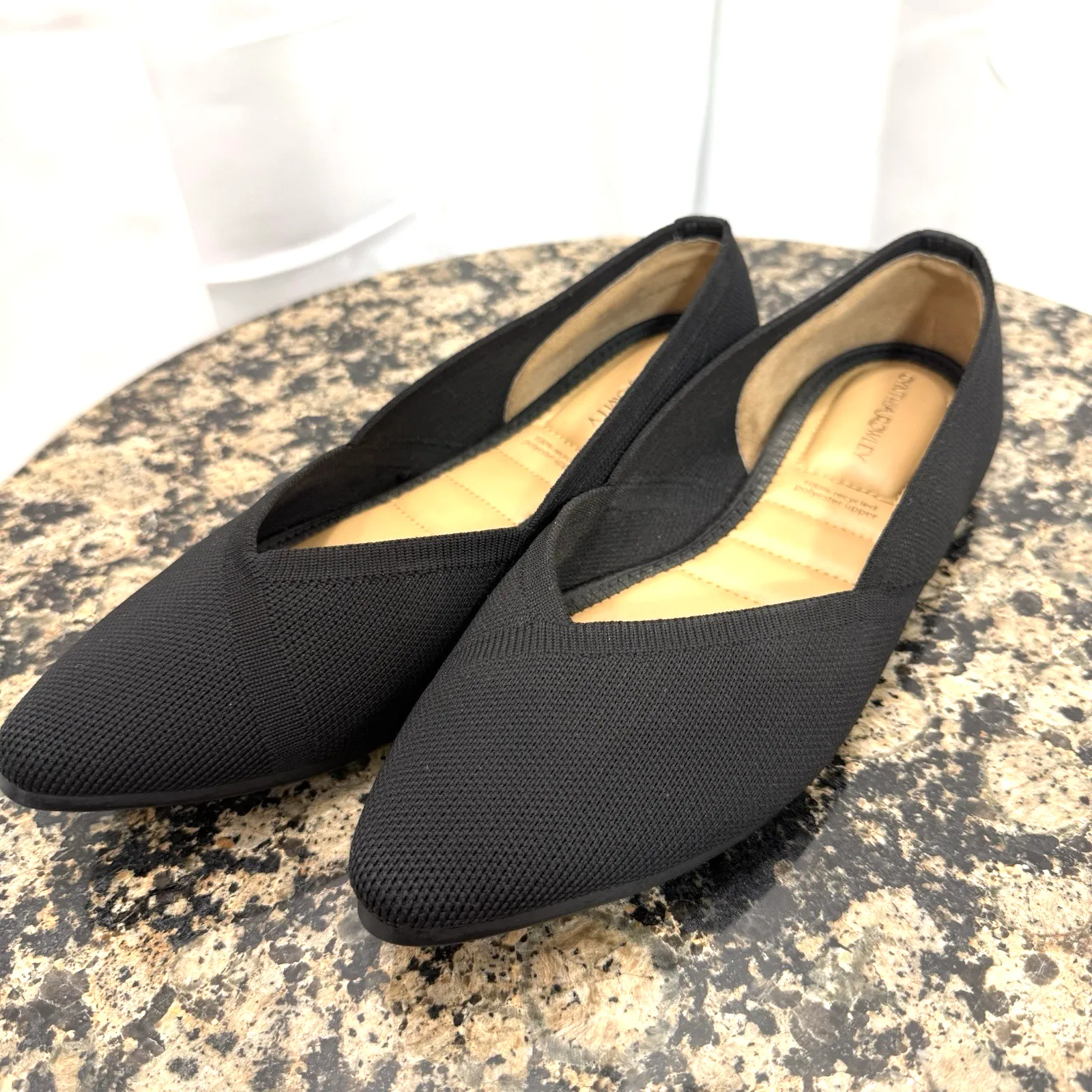 Cynthia Rowley Women's Black Pointed Toe Slip On Ballet Flats Size 7.5 M - Image 3