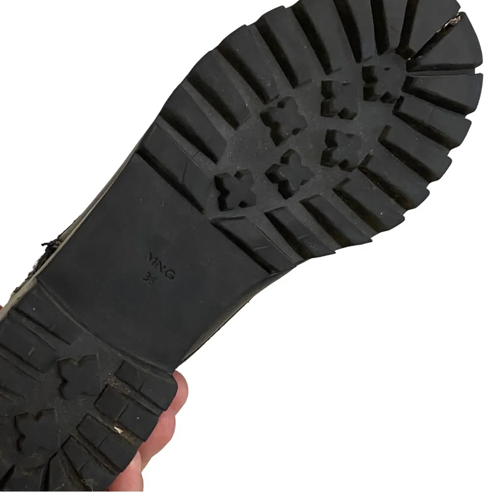 MANGO MNG Black Leather Combat Boot - Image 5