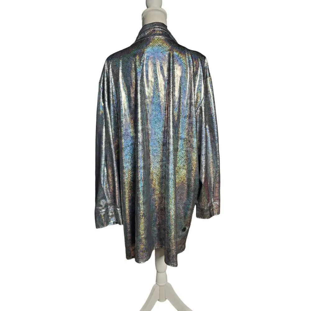 Charades Top 3X Disco Dance Party Shiny Hologram Retro Silver Halloween Cosplay - Image 2
