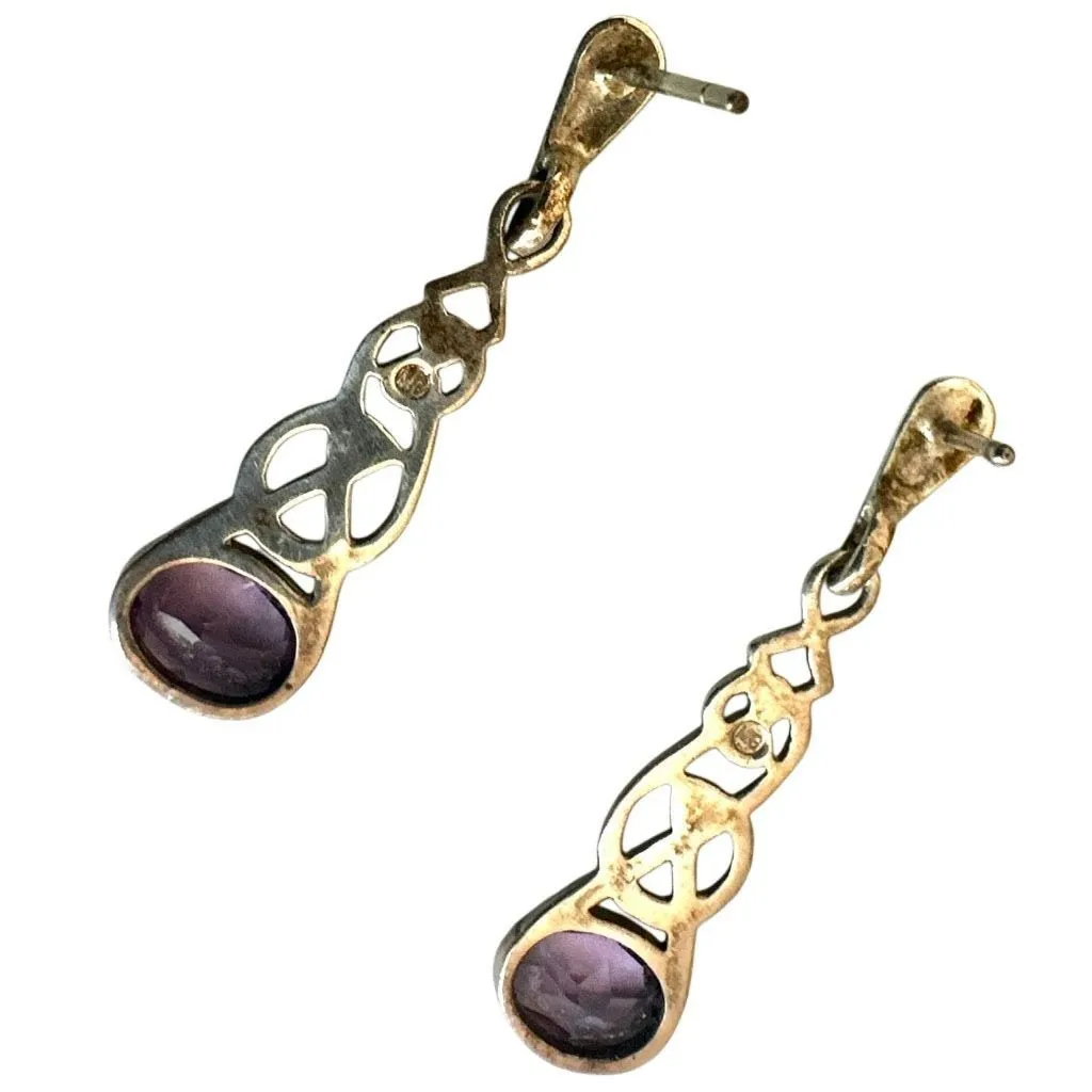 Sterling Silver Artisan “MG” Amethyst Celtic Knot Earrings - Image 9