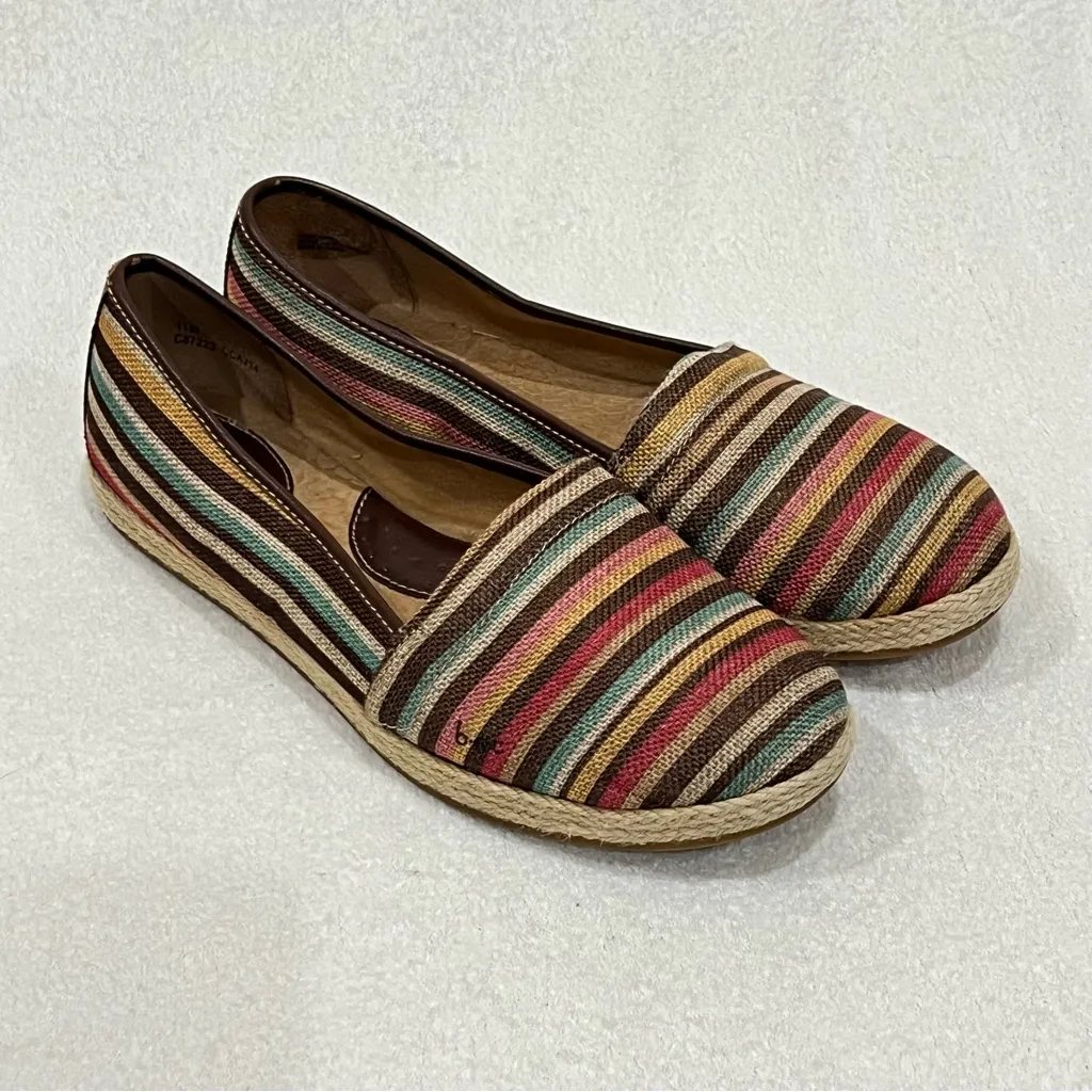 B.O.C. Born Concept Franki Rainbow Striped Canvas Espadrilles Size 11 Brown - Image 4