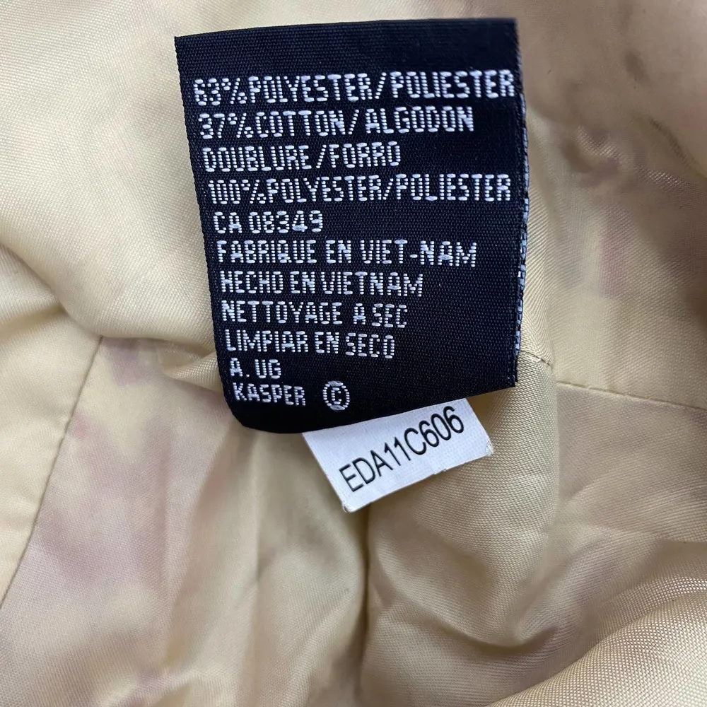 Kasper Blazer Red Cream Jacquard Floral Print Cinched Waist Womens Size 8 - Image 7