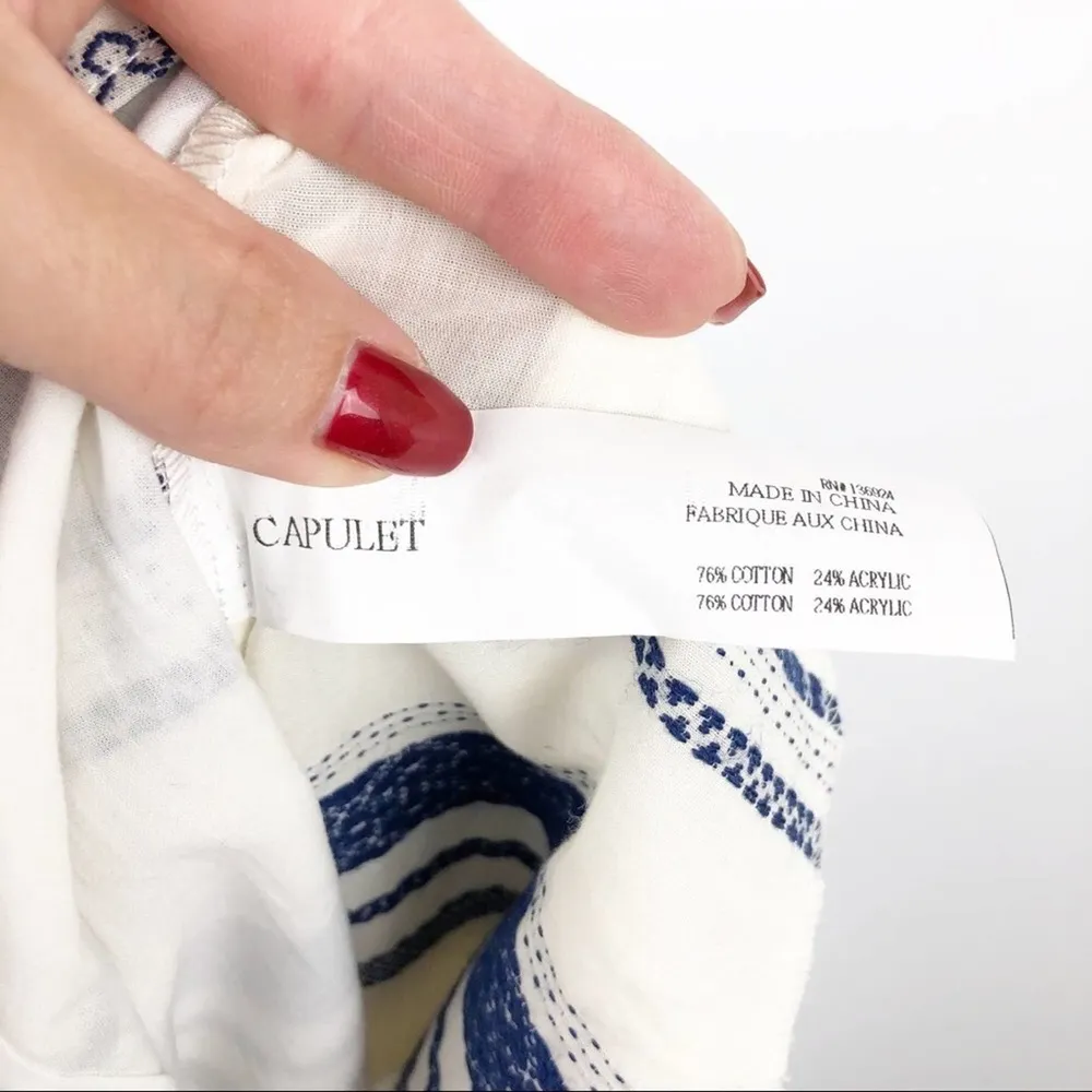 New Revolve Capulet Culotte Wide Leg Stripped Pant in Cream & Blue M - Image 13