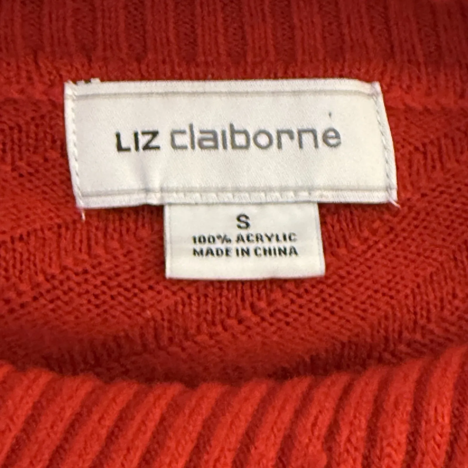 Liz Claiborne Red Cowl Neck Sweater Button Detail Size Small Holiday Valentines - Image 5