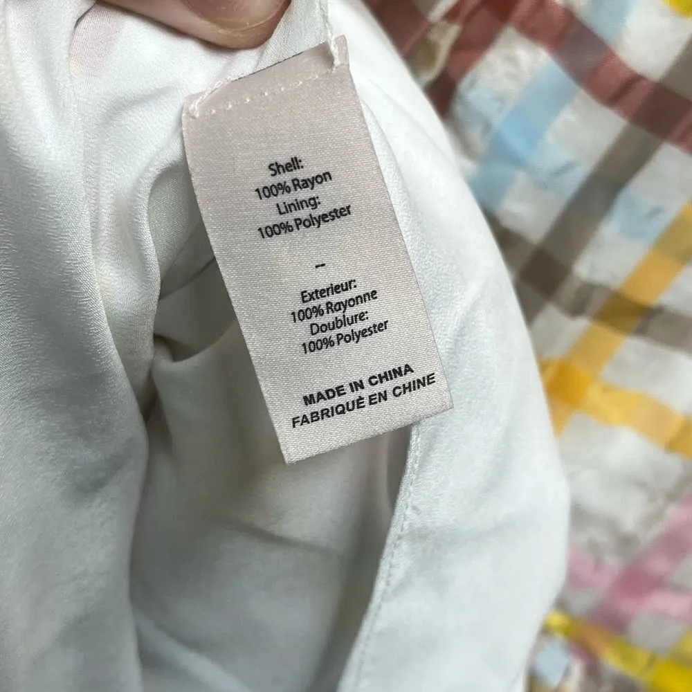 cinq a sept Astor Tiered Ruffle Midi Dress Pastel Plaid Womens Size 4 - Image 8